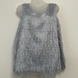 Grey Sleeveless Fuzzy Top